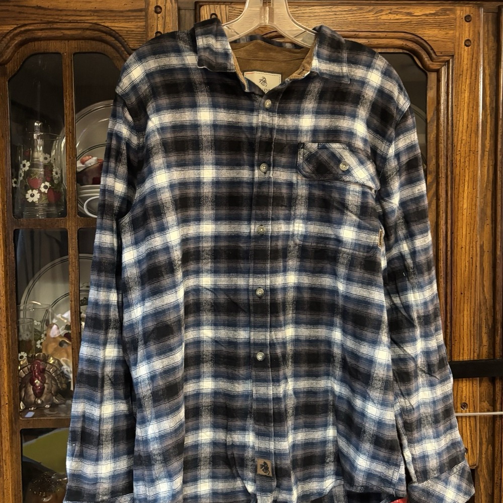 Legendary Whitetails Men's flannel Long Sleeve Shirt Blue Black Plaid Size Large